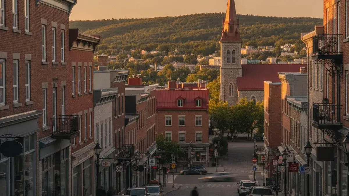 Vue du centre-ville de Saint-Jérôme capitale des Laurentides avec immeubles à revenus