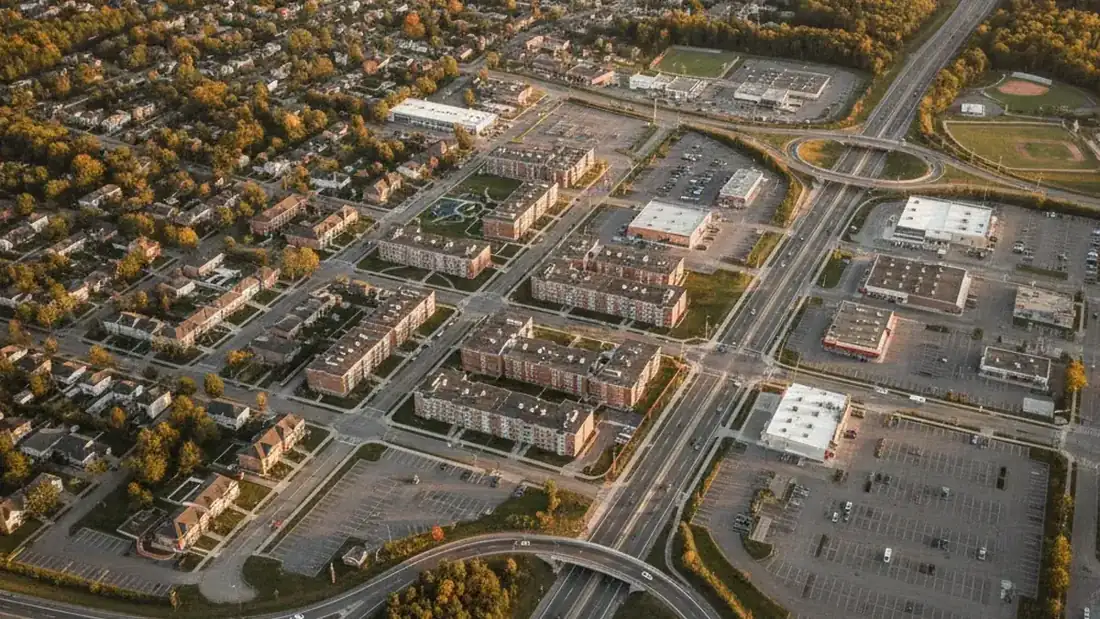 Quartier résidentiel et commercial de Boisbriand illustrant un marché locatif stable sur la Rive-Nord