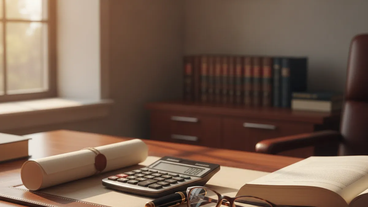 Notary's office with calculator and deed of sale to calculate the welcome tax in Québec in 2026