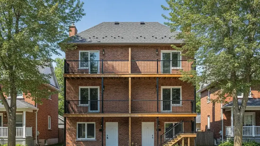 Façade d'un immeuble à revenus multilogement à Boisbriand sur la Rive-Nord du Québec