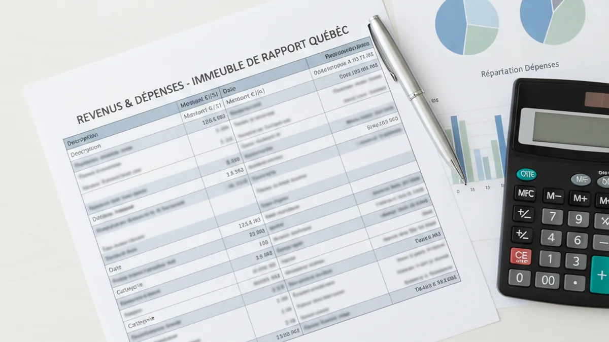État des revenus et dépenses avec calcul du TGA d'un immeuble à revenus sur la Rive-Nord du Québec