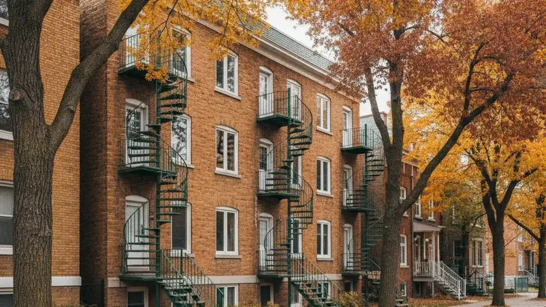 Façade d'un plex en brique typique de la Rive-Nord du Québec à vendre directement sans courtier