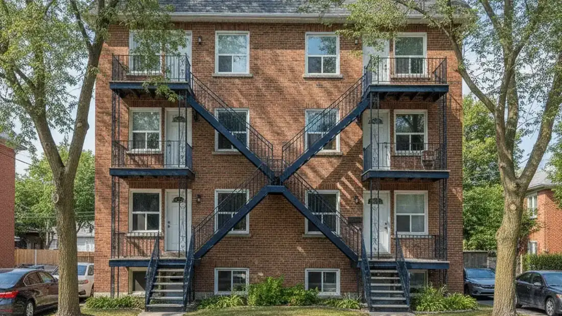 Façade extérieure d'un plex multilogement typique à vendre sans courtier sur la Rive-Nord du Québec